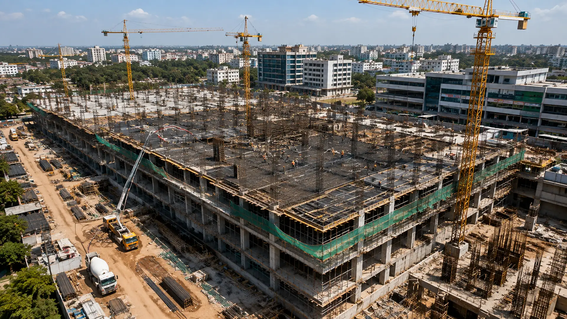 Commercial site, reinforcement in progress